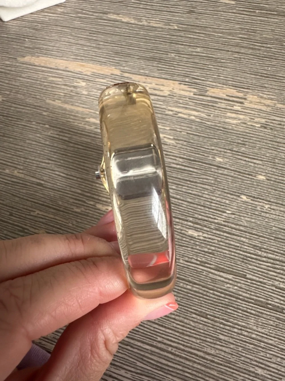 Furla Clear Resin Bangle Watch with Beige Bezel and Silver Dial